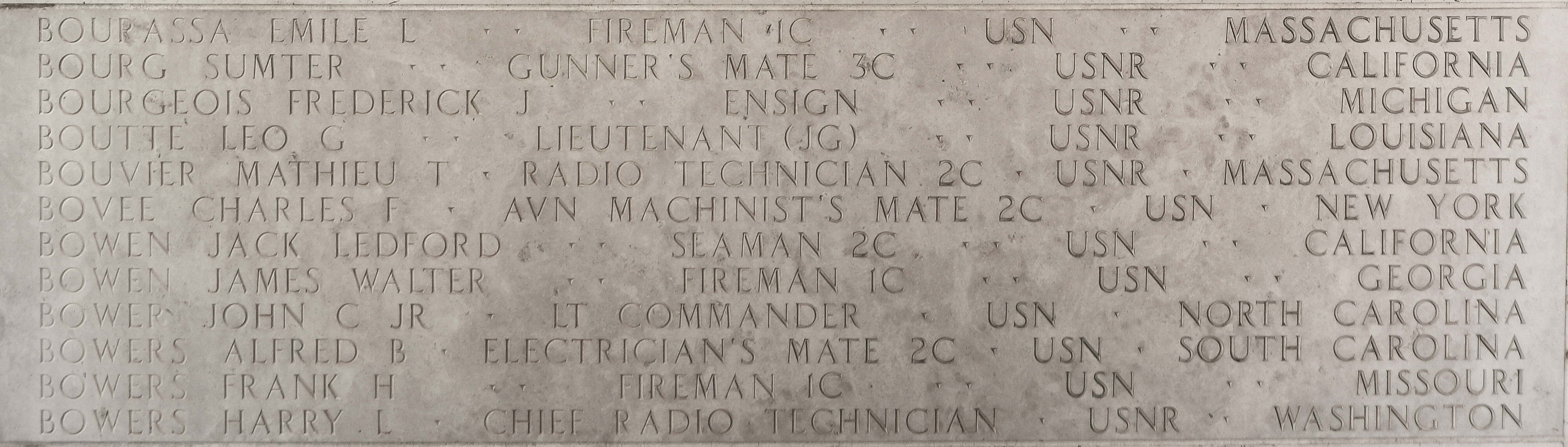 James Walter Bowen, Fireman First Class